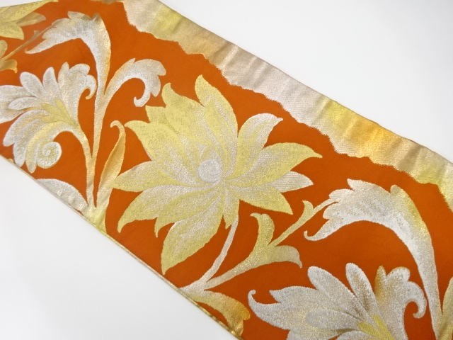 アンティーク　花更紗模様織り出し名古屋帯（着用可）